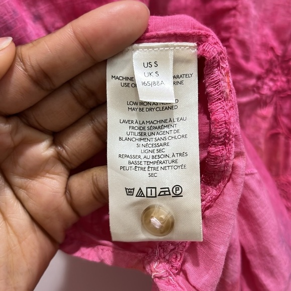 Anthropologie Pilcro Tie-Dye Pink Embroidered Button Down Shirt Sz S - Picture 5 of 6